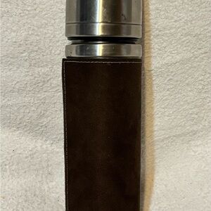 Vintage Starbucks coffee Brown Leather Thermos with Silver Accents